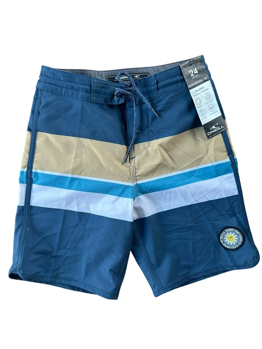 NWT O'Neill Boys Blue Striped Cruzers Boardshorts Size 8/10 Youth